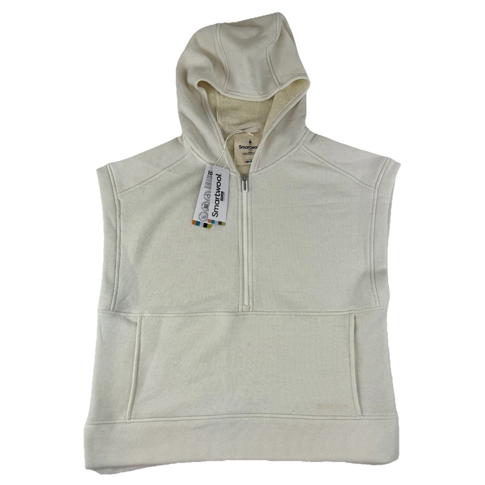 Smartwool Cream Half-Zip Hooded Sleeveless Sweatshirt